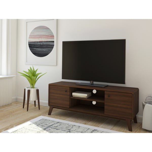 Rjava TV omarica v orehovem dekorju 140x53 cm Caitlin – Støraa-image-1