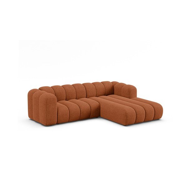 Opečnato oranžna kotna sedežna garnitura iz šenilje (desni kot/z ležalnikom) Lupine – Micadoni -image-1