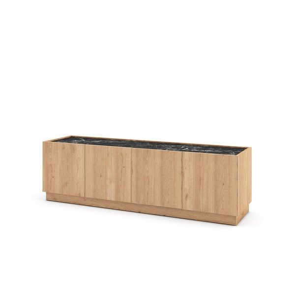 Črna/naravna TV omarica v hrastovem dekorju 160x48 cm Dione – Marckeric-image-3