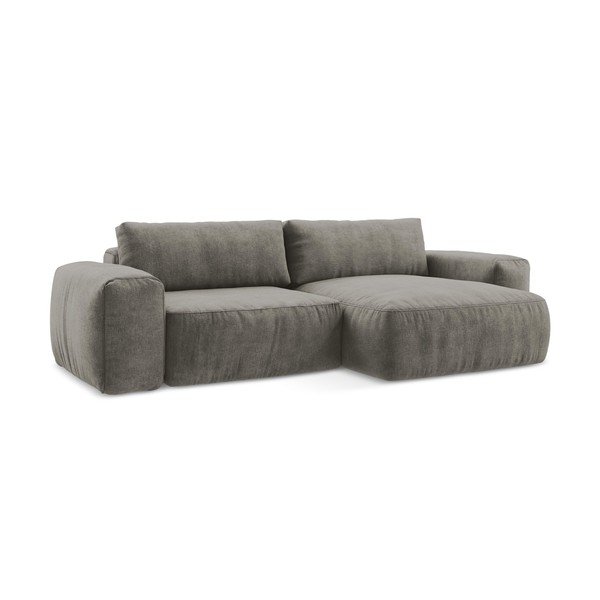 Siva raztegljiva kotna sedežna garnitura iz šenilje (desni kot/z ležalnikom) Kuki – Makamii-image-2