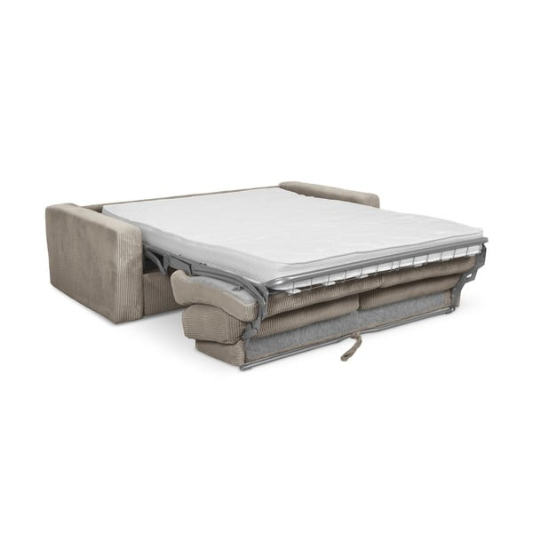 Svetlo rjava raztegljiva sedežna garnitura iz rebrastega žameta 195 cm Nona – Makamii-image-3