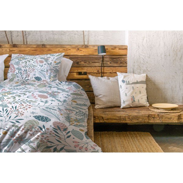 Bela/modra enojna posteljnina iz bombažnega satena 140x200 cm Pastel Christmas – Butter Kings-image-1