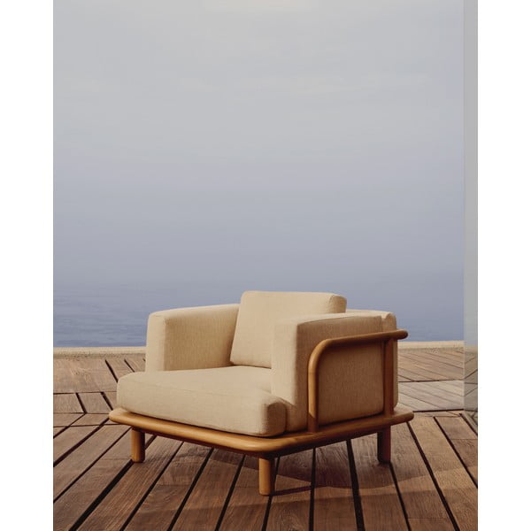 Bež/naraven vrtni fotelj iz masivnega lesa Turqueta – Kave Home-image-1