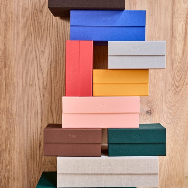 Modra kartonasta škatla za shranjevanje s pokrovom 33x25x15 cm Hako – OYOY Living Design-image-1