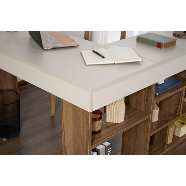 Pisalna miza v orehovem dekorju 120x130 cm Vesper – Kalune Design-image-4