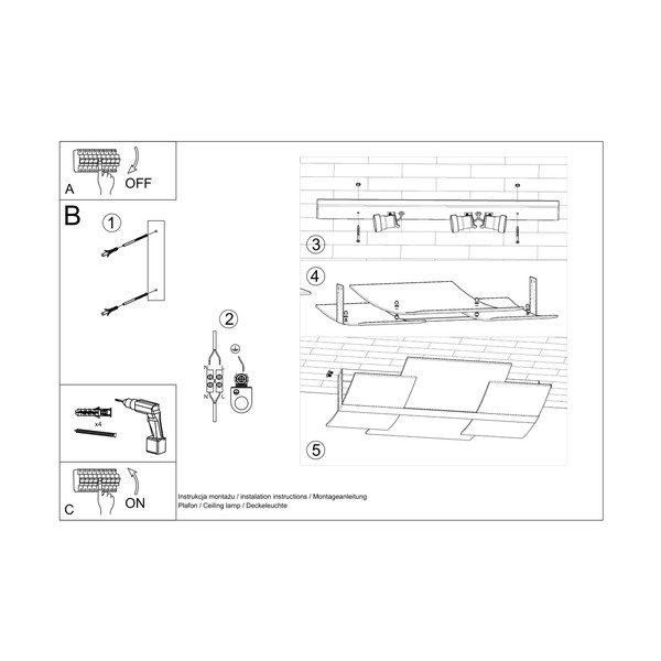 Bela stropna svetilka s steklenim senčnikom 53x61 cm Marett – Sollux-image-2