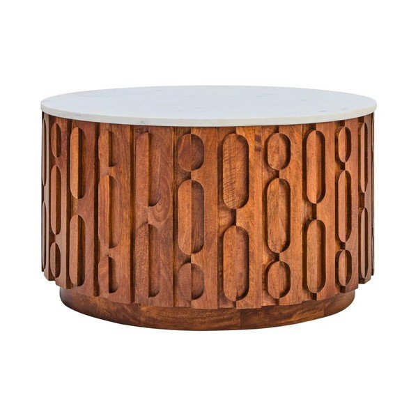 Okrogla klubska mizica z marmorno mizno ploščo v naravni barvi ø 70 cm Torcino – Premier Housewares-image-2