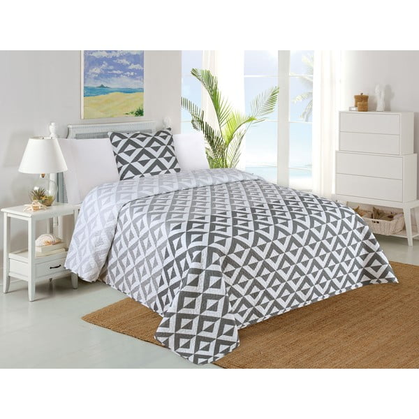 Bel/siv prešit komplet pregrinjala in prevleke za vzglavnik 140x220 cm Casilla – My House