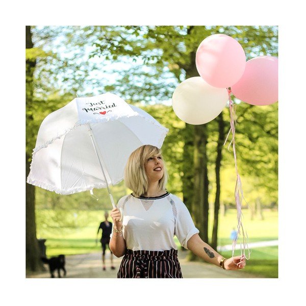 Beli poročni dežnik Just Married, ⌀ 90 cm-image-2