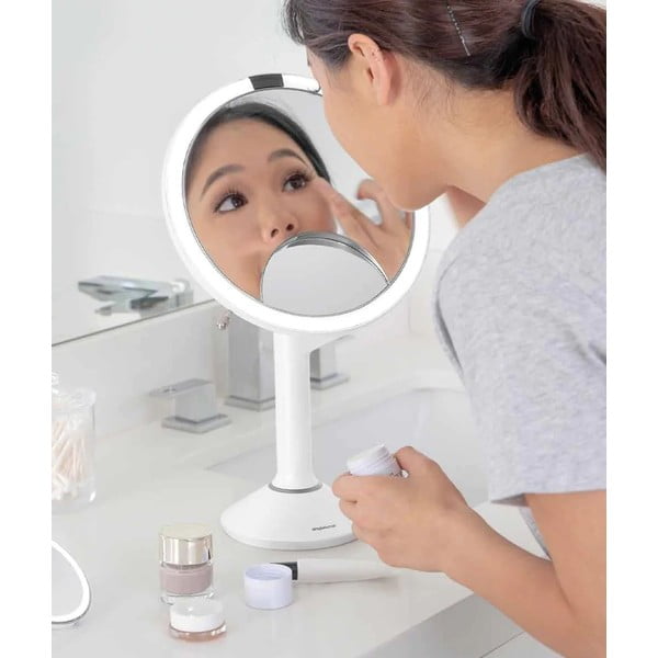 Kozmetično ogledalo z lučjo/povečevalno (5x) ø 20 cm Sensor Trio – simplehuman-image-1