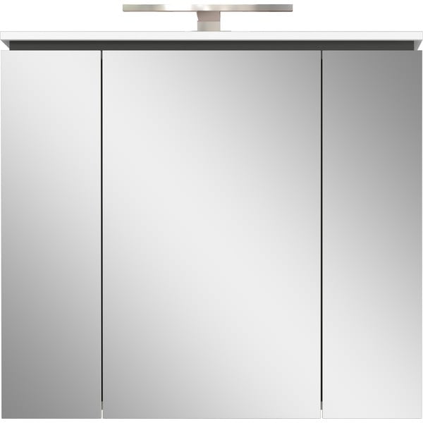 Bela kopalniška omarica z ogledalom in lučjo 76x74 cm Modesto – Germania
