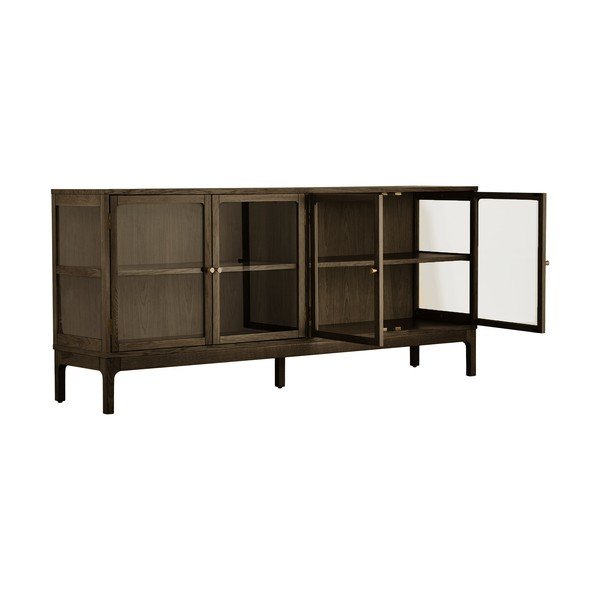 Temno rjava vitrina v hrastovem dekorju 180x80x40 cm Zamora – House Nordic-image-3