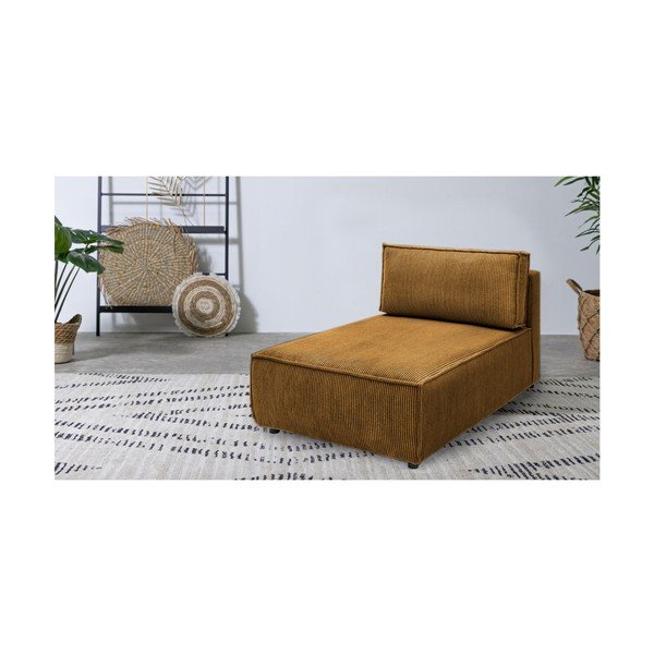 Gorčično rumen modul za sedežno garnituro iz rebrastega žameta (s kotom po izbiri) Nihad modular – Bobochic Paris-image-1