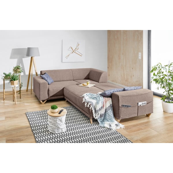 Rjava raztegljiva/s prostorom za shranjevanje kotna sedežna garnitura (levi kot/v obliki črke L) Classy Sophie – Miuform-image-4