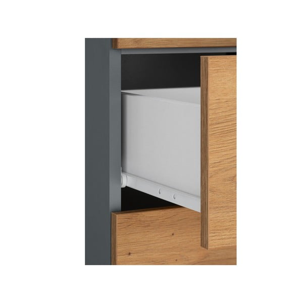 Visoka in ozka kopalniška omarica v hrastovem dekorju v naravni barvi 130x35 cm Malika – Støraa-image-4