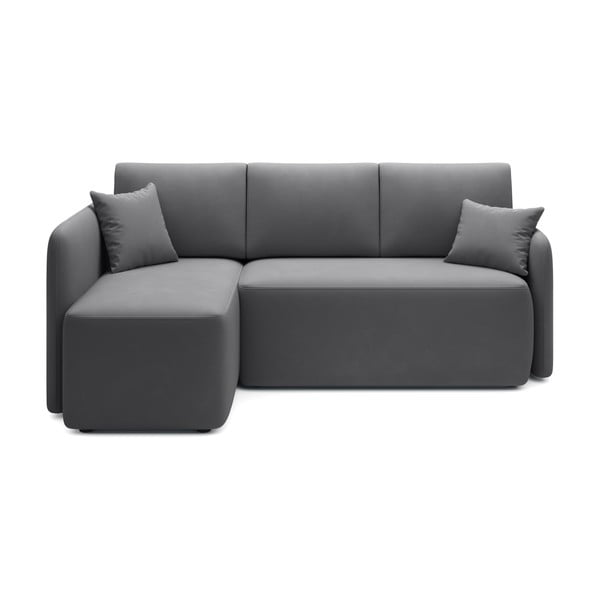 Sivorjava žametna raztegljiva/s prostorom za shranjevanje kotna sedežna garnitura (levi kot/z ležalnikom) Hadson – ELTAP