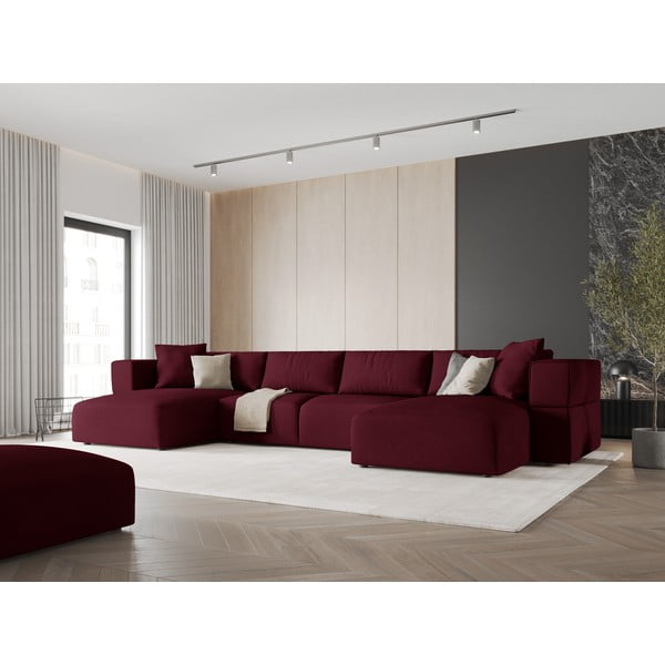 Bordo rdeča kotna sedežna garnitura (v obliki črke "U") Esther – Milo Casa-image-1