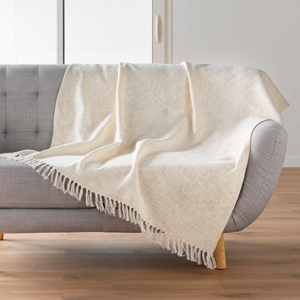 Kremno bela odeja iz mešanice bombaža 125x150 cm Ziggy – douceur d'intérieur-image-1