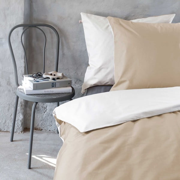 Bela/bež enojna podaljšana posteljnina iz bombažnega perkala 140x220 cm Shades – Mette Ditmer Denmark-image-1