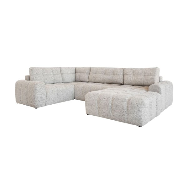 Bež raztegljiva kotna sedežna garnitura s prostorom za shranjevanje (levi kot) Lulu – Miuform