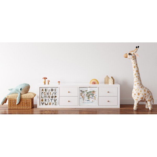 Bel tekstilni otroški organizator za igrače 32x32x32 cm Dino World Map – Butter Kings-image-1