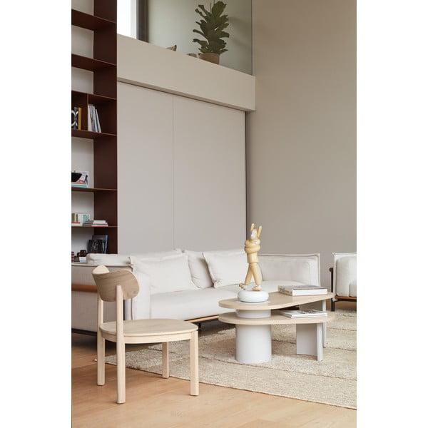 Kremno bela/v naravni barvi klubska mizica v jesenovem dekorju 50x120 cm Nori – Teulat-image-2