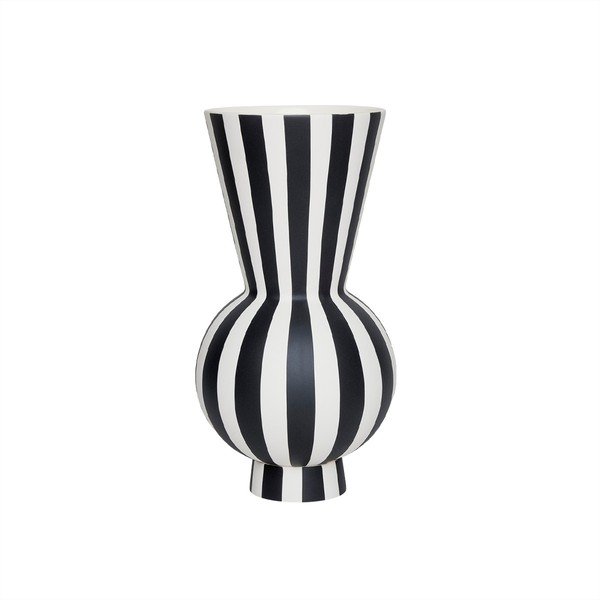 Bela/črna ročno izdelana vaza iz kamenine (višina 28 cm) Toppu – OYOY Living Design
