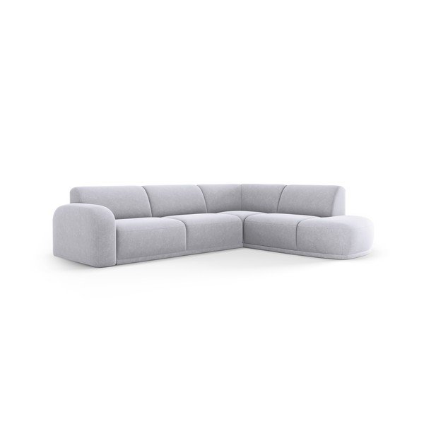 Svetlo siva žametna kotna sedežna garnitura Erin – Micadoni Home-image-2