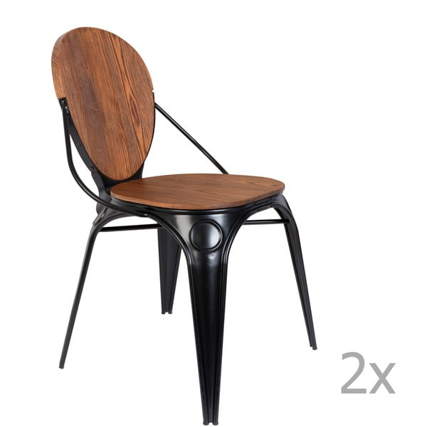 Komplet 2 črnih stolov Zuiver Louix