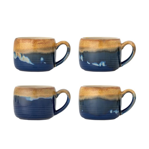 Modro-rjave skodelice v kompletu 4 ks iz kamenine 400 ml Sheen – Bloomingville