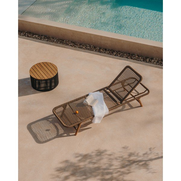 Rjav vrtni ležalnik iz masivnega lesa in kovine Dandara – Kave Home-image-1