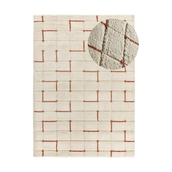 Opečnato oranžno-kremno bela preproga 133x190 cm Brenda – Universal