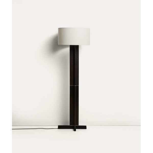 Bela/temno rjava stoječa svetilka s tekstilnim senčilom (višina 150,5 cm) Niani – Kave Home-image-4