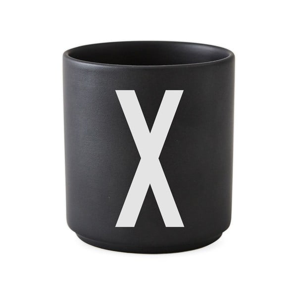 Črna porcelanska skodelica Design Letters Alphabet X, 250 ml