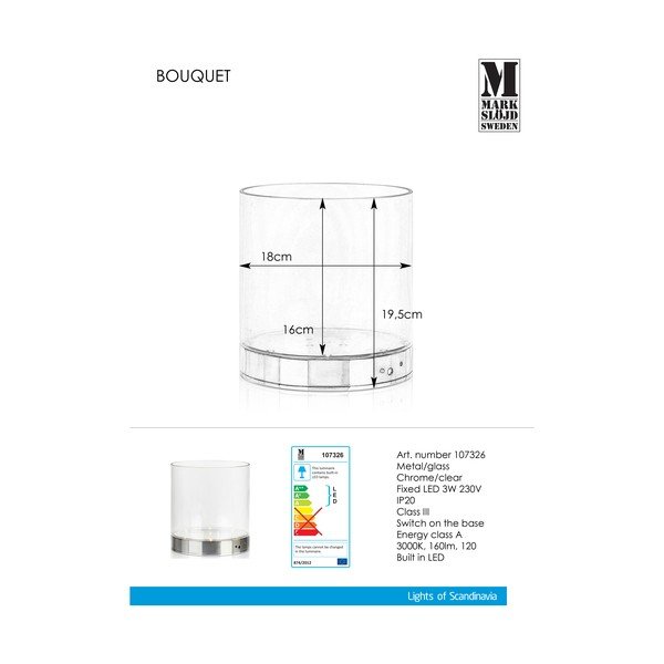 Namizna vaza z vgrajeno lučko LED Markslöjd Bouquet, višina 19 cm-image-3