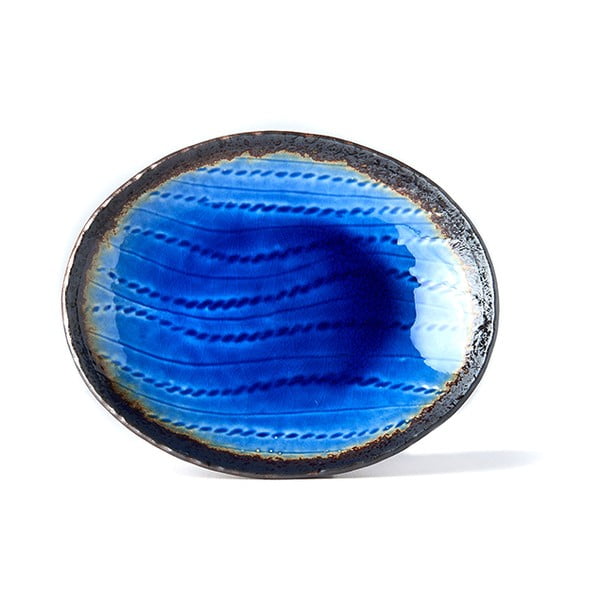 Moder keramični ovalni krožnik MIJ Cobalt, 24 x 20 cm