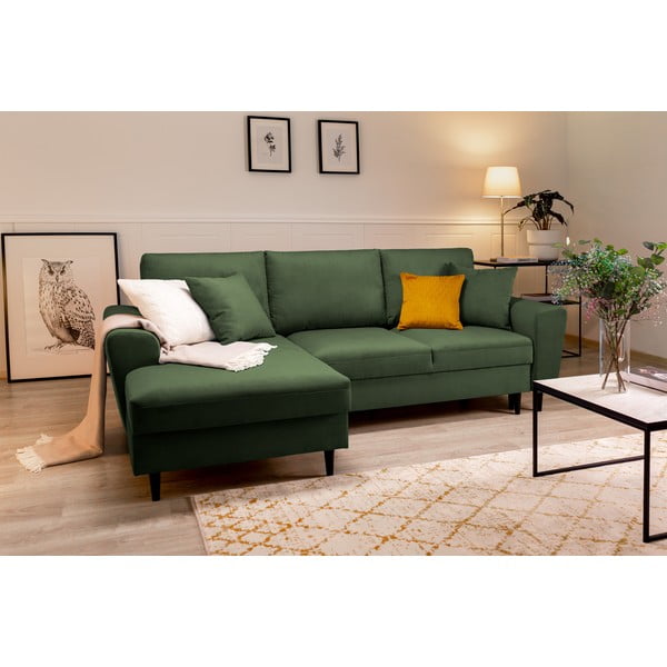 Zelena raztegljiva sedežna garnitura Micadoni Home Moghan, levi kot-image-1