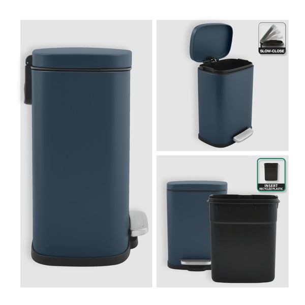 Modrozelen jeklen koš za smeti s pedalom 5 l Akira – Spirella-image-4