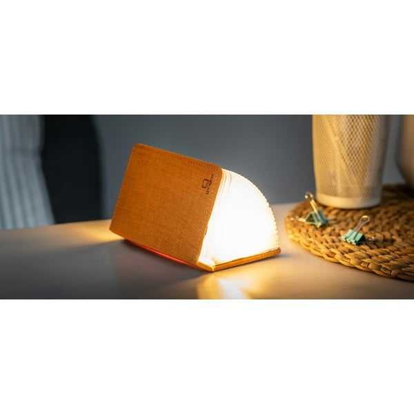 Oranžna majhna namizna LED svetilka v obliki knjige Gingko Booklight