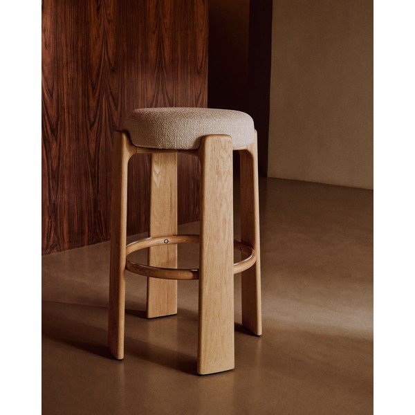 Barski stol iz masivnega jesena v bež in svetli naravni barvi (višina sedeža 75 cm) Granite – Kave Home-image-1