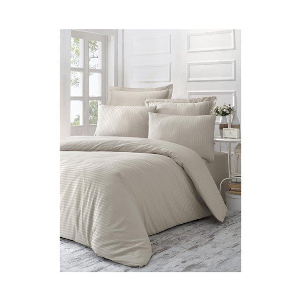 Bombažno satenasto posteljnina z rjuho za zakonsko posteljo Samia Lijena, 200 x 220 cm