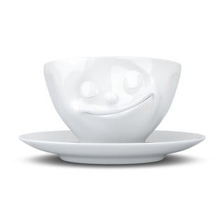 Bela porcelanasta skodelica za kavo z motivom nasmeška 58products, 200 ml