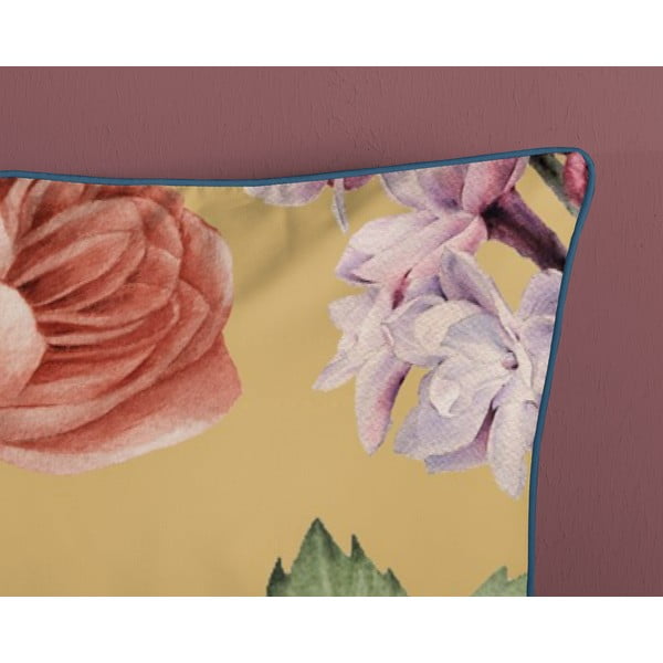 Oker rumena podaljšana posteljnina za zakonsko posteljo iz bombažnega satena 240x220 cm Fiori – Descanso-image-3