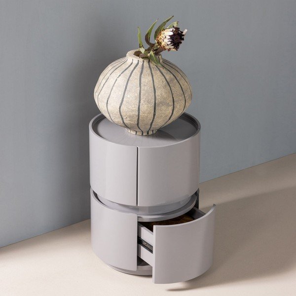 Svetlo siva nočna omarica v sijajnem dekorju Lunex – WOOOD-image-1