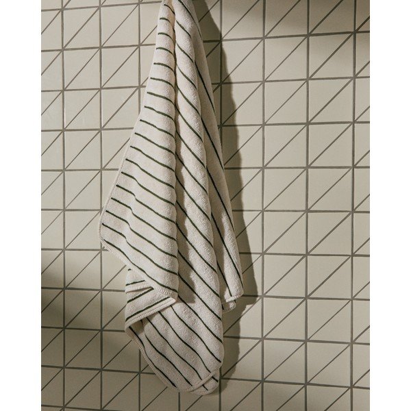 Zelena/bež frotirna bombažna brisača 70x140 cm Dorane – Kave Home-image-2
