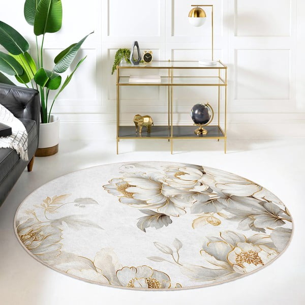 Svetlo siva/bež pralna okrogla preproga ø 120 cm Soft and Gentle – Mila Home-image-3