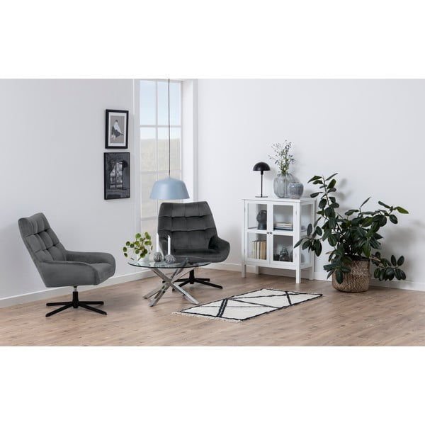 Siv vrtljiv žameten fotelj Paris – Actona-image-1