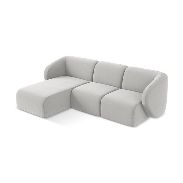 Svetlo siva žametna kotna sedežna garnitura (levi kot/z ležalnikom) Lani – Makamii-image-2