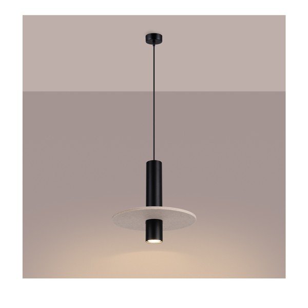 Črna/bež kovinska viseča svetilka ø 30 cm Olisa – Sollux-image-2