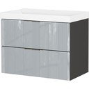 Siva stenska omarica z umivalnikom v sijajnem dekorju 81x65 cm Vasio – Germania